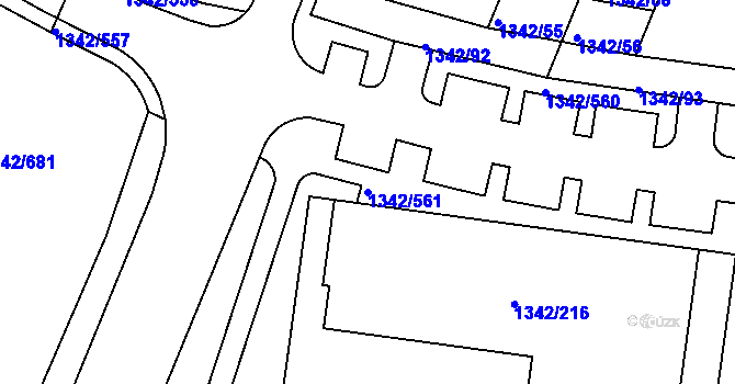 Parcela st. 1342/561 v KÚ Jinonice, Katastrální mapa