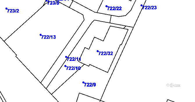 Parcela st. 722/32 v KÚ Jinonice, Katastrální mapa