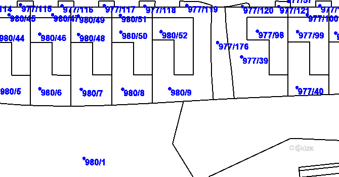 Parcela st. 980/9 v KÚ Jinonice, Katastrální mapa