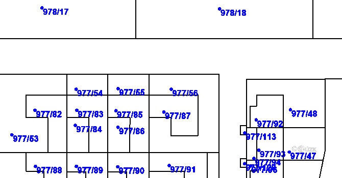Parcela st. 977/56 v KÚ Jinonice, Katastrální mapa
