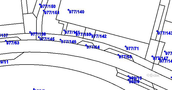 Parcela st. 977/64 v KÚ Jinonice, Katastrální mapa