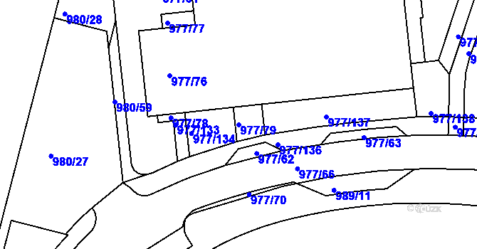 Parcela st. 977/79 v KÚ Jinonice, Katastrální mapa