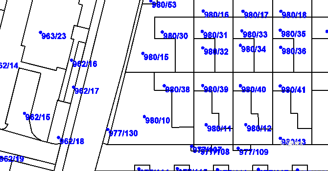 Parcela st. 980/38 v KÚ Jinonice, Katastrální mapa