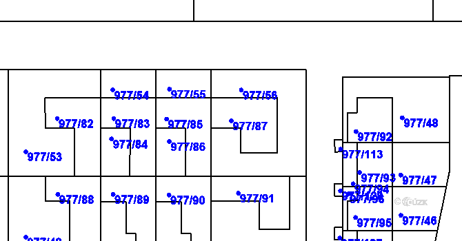 Parcela st. 977/87 v KÚ Jinonice, Katastrální mapa