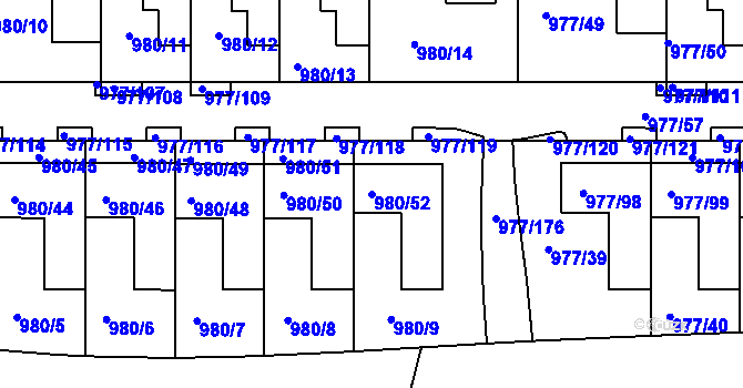 Parcela st. 980/52 v KÚ Jinonice, Katastrální mapa