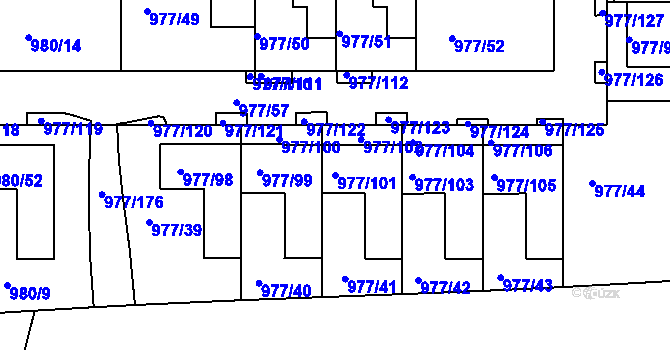 Parcela st. 977/101 v KÚ Jinonice, Katastrální mapa