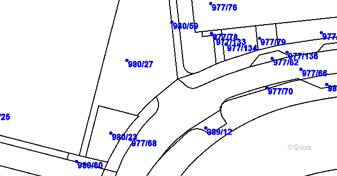 Parcela st. 980/57 v KÚ Jinonice, Katastrální mapa