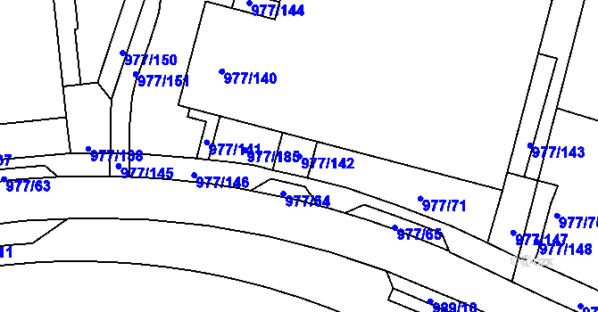 Parcela st. 977/142 v KÚ Jinonice, Katastrální mapa