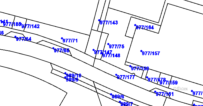 Parcela st. 977/148 v KÚ Jinonice, Katastrální mapa