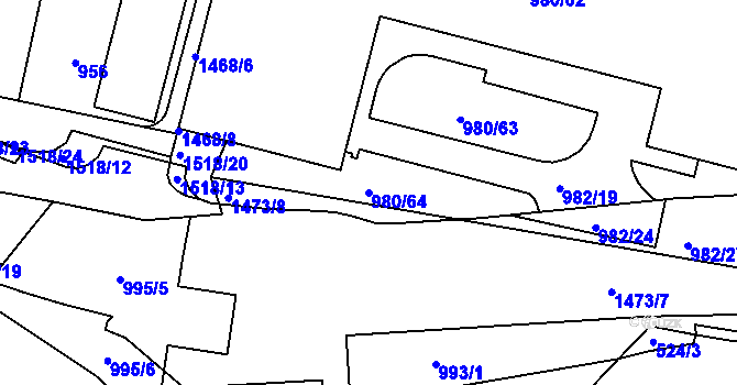 Parcela st. 980/64 v KÚ Jinonice, Katastrální mapa