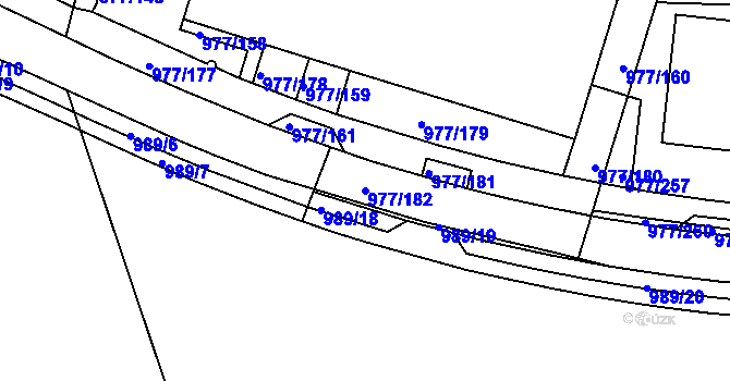 Parcela st. 977/182 v KÚ Jinonice, Katastrální mapa