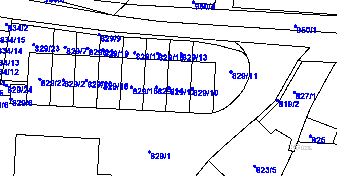 Parcela st. 829/12 v KÚ Jinonice, Katastrální mapa