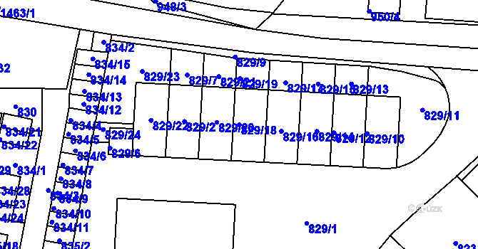 Parcela st. 829/18 v KÚ Jinonice, Katastrální mapa