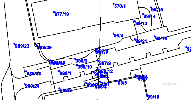 Parcela st. 987/7 v KÚ Jinonice, Katastrální mapa