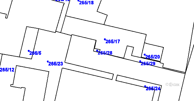 Parcela st. 265/28 v KÚ Jinonice, Katastrální mapa