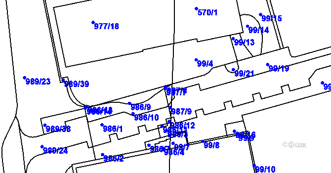 Parcela st. 987/8 v KÚ Jinonice, Katastrální mapa