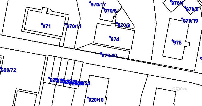 Parcela st. 970/10 v KÚ Košíře, Katastrální mapa