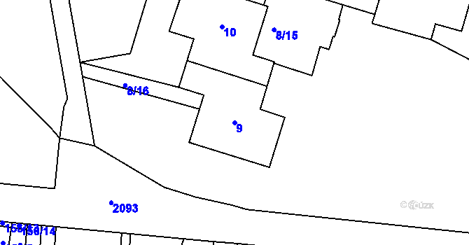 Parcela st. 9 v KÚ Košíře, Katastrální mapa