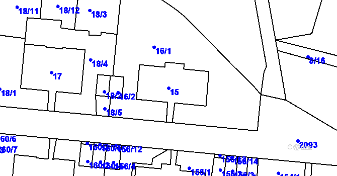 Parcela st. 15 v KÚ Košíře, Katastrální mapa