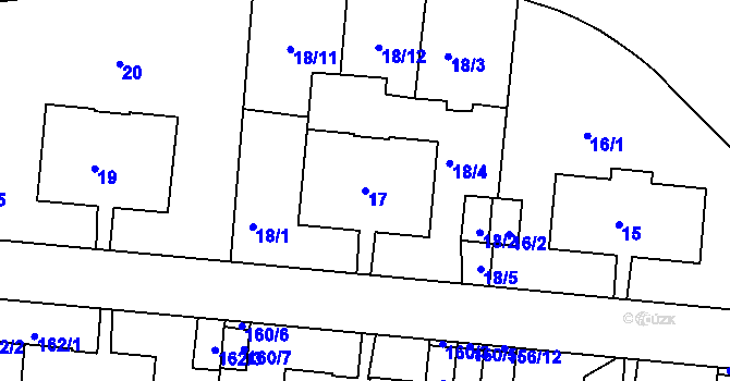Parcela st. 17 v KÚ Košíře, Katastrální mapa
