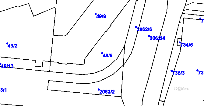 Parcela st. 49/6 v KÚ Košíře, Katastrální mapa
