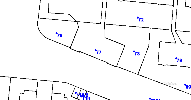 Parcela st. 77 v KÚ Košíře, Katastrální mapa
