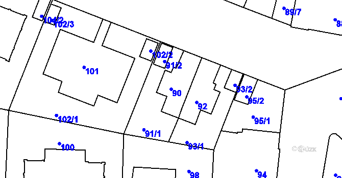 Parcela st. 90 v KÚ Košíře, Katastrální mapa