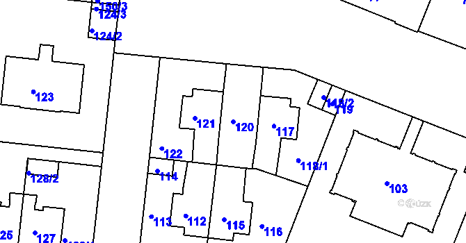 Parcela st. 120 v KÚ Košíře, Katastrální mapa
