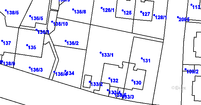Parcela st. 133/1 v KÚ Košíře, Katastrální mapa