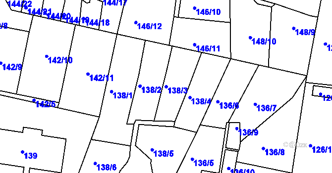 Parcela st. 138/3 v KÚ Košíře, Katastrální mapa