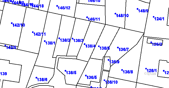 Parcela st. 138/4 v KÚ Košíře, Katastrální mapa