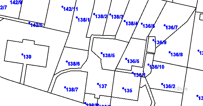 Parcela st. 138/5 v KÚ Košíře, Katastrální mapa
