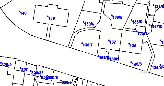 Parcela st. 138/7 v KÚ Košíře, Katastrální mapa