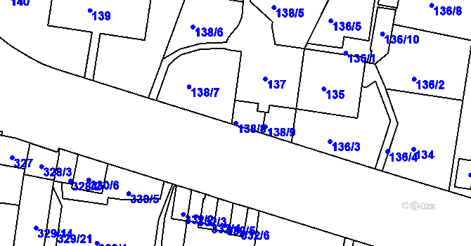 Parcela st. 138/8 v KÚ Košíře, Katastrální mapa