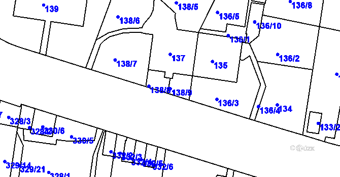 Parcela st. 138/9 v KÚ Košíře, Katastrální mapa