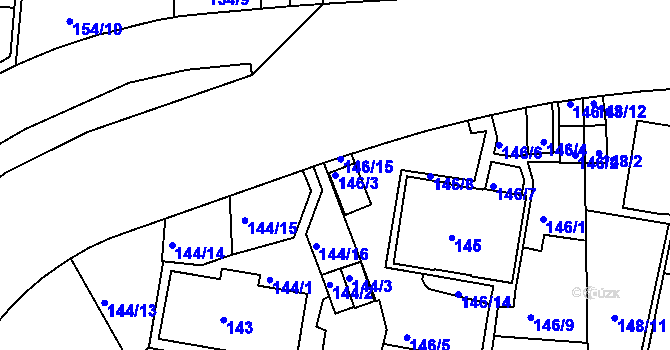 Parcela st. 146/3 v KÚ Košíře, Katastrální mapa