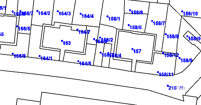 Parcela st. 158/3 v KÚ Košíře, Katastrální mapa