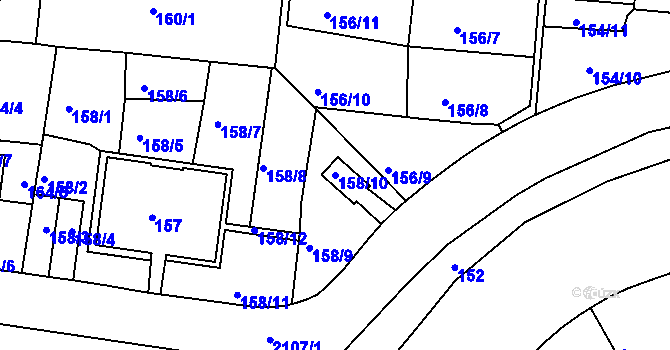 Parcela st. 158/10 v KÚ Košíře, Katastrální mapa