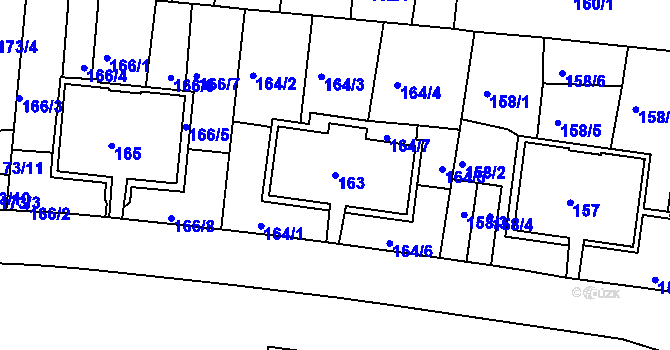 Parcela st. 163 v KÚ Košíře, Katastrální mapa