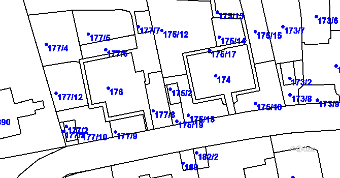 Parcela st. 175/2 v KÚ Košíře, Katastrální mapa