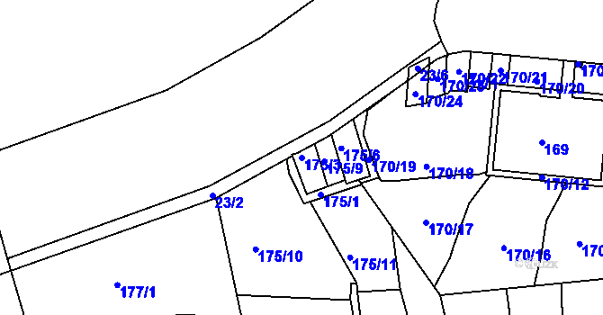 Parcela st. 175/3 v KÚ Košíře, Katastrální mapa