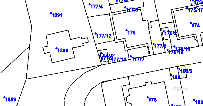 Parcela st. 177/2 v KÚ Košíře, Katastrální mapa