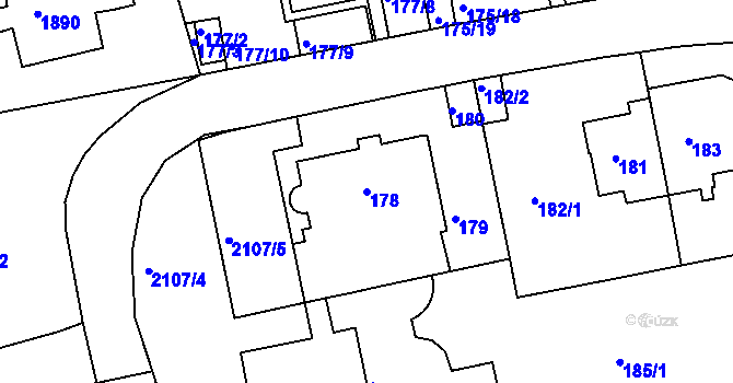 Parcela st. 178 v KÚ Košíře, Katastrální mapa