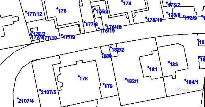Parcela st. 180 v KÚ Košíře, Katastrální mapa