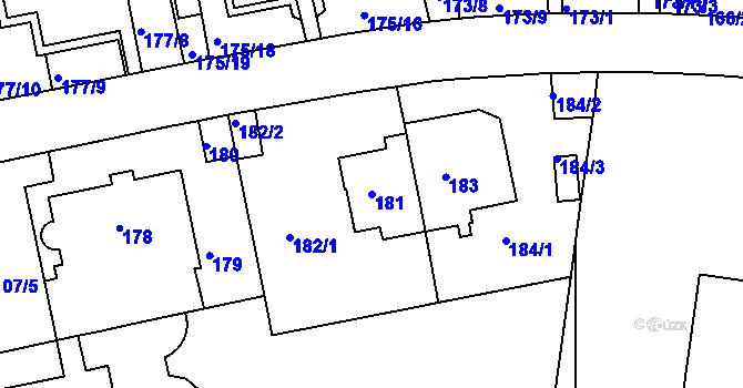 Parcela st. 181 v KÚ Košíře, Katastrální mapa