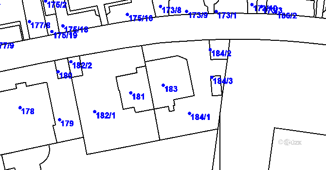 Parcela st. 183 v KÚ Košíře, Katastrální mapa