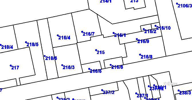 Parcela st. 215 v KÚ Košíře, Katastrální mapa