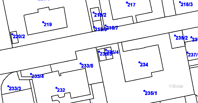 Parcela st. 235/3 v KÚ Košíře, Katastrální mapa