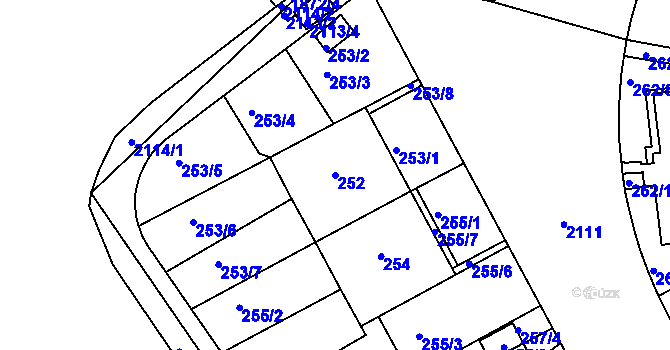 Parcela st. 252 v KÚ Košíře, Katastrální mapa