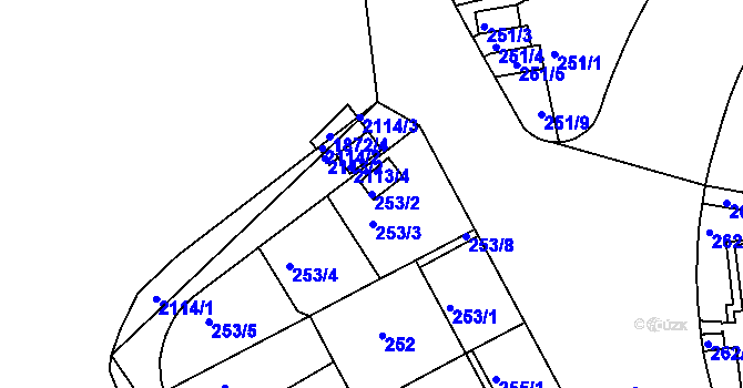 Parcela st. 253/2 v KÚ Košíře, Katastrální mapa